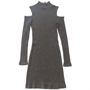 Gray fitted sweater dress